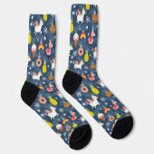 Fun Christmas Unicorns und Flamingos Muster Socken (Rechts)