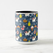 Fun Christmas Unicorns und Flamingos Muster Tasse (Zentrum)
