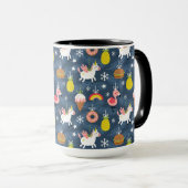 Fun Christmas Unicorns und Flamingos Muster Tasse (VorderseiteRechts)