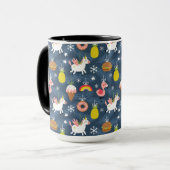 Fun Christmas Unicorns und Flamingos Muster Tasse (Vorderseite Links)
