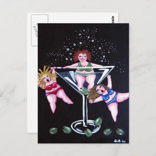 Fun Chubby Martini Divas Postkarten (Vorne/Hinten)