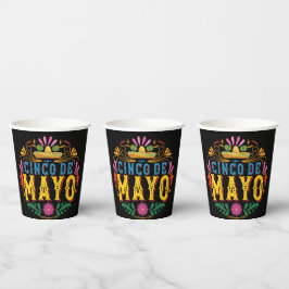 Fun Cinco de Mayo Mexikanischer Hut, bunte Blume Pappbecher