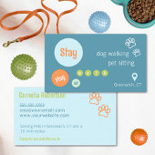 Fun Circles Dog Walker Sitter Blue Green Orange Visitenkarte