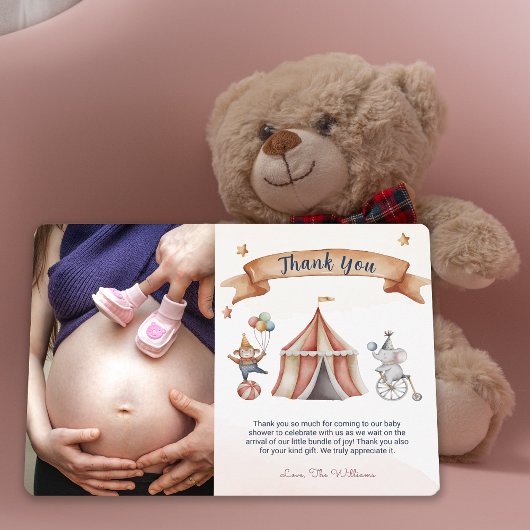 Fun Circus Animal Baby Dusche Danke Karte