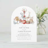 fun Circus Baby Shower with qr code Invitation Einladung (Stehend Vorderseite)