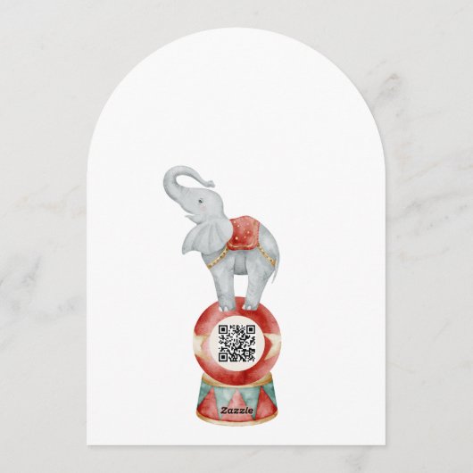 fun Circus Baby Shower with qr code Invitation Einladung (Rückseite)