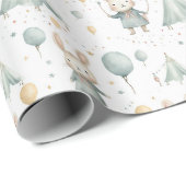 Fun Circus Bunny Balloons Pattern Baby Dusche Geschenkpapier (Rolleneckpunkt)