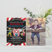 Fun Circus Children's Foto | Karneval Geburtstag Einladung (Stehend Vorderseite)