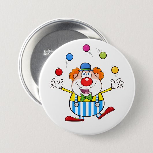 Fun Circus Clown Juggling Balls Button (Vorne & Hinten)