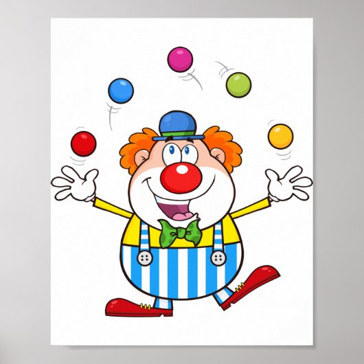 Fun Circus Clown Juggling Balls Poster (Vorne)