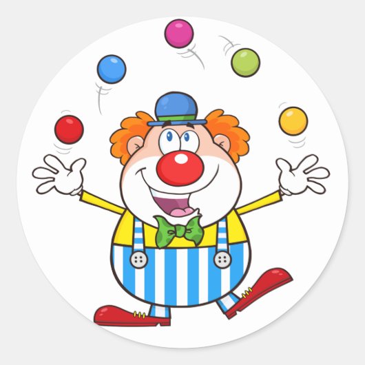Fun Circus Clown Juggling Balls Runder Aufkleber (Vorderseite)