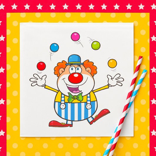 Fun Circus Clown Juggling Balls Serviette