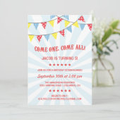 Fun Circus Geburtstagsparty Einladung (Stehend Vorderseite)