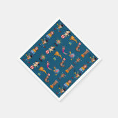 Fun Circus Party Acts Cartoon Muster Blau Serviette (Ecke)