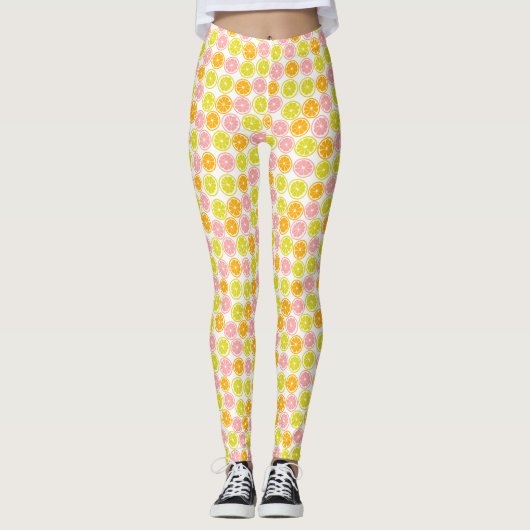 Fun Citrus Fruchtmuster Leggings (Vorderseite)