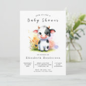 Fun Classic Cow Baby Dusche Einladung (Stehend Vorderseite)
