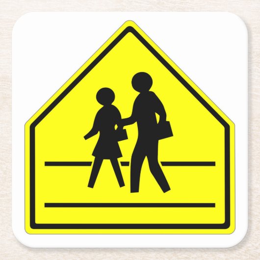 Fun Classic School Crossing Sign Untersetzer Set (Vorderseite)