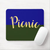 Fun Classy Summer Green Sky Blue "Picnic Script" Mousepad (Mit Mouse)