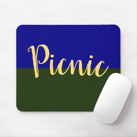 Fun Classy Summer Green Sky Blue "Picnic Script" Mousepad (Mit Mouse)