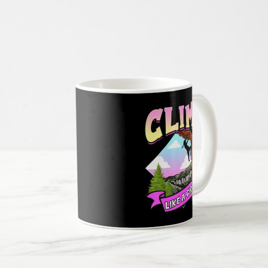 Fun Climb Like A Girl Rock Climbing Bouldering Cli Kaffeetasse (VorderseiteRechts)