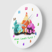 Fun Clock - Chickens Waiting Egg To Hatch Große Wanduhr (Winkel)
