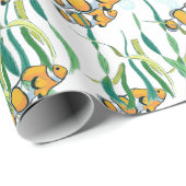 Fun Clown Fisch Orange White Black Blue Blubbles Geschenkpapier (Rolleneckpunkt)