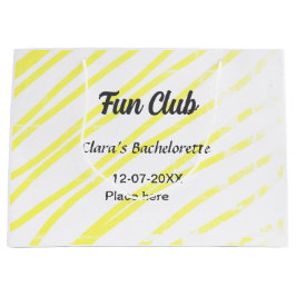 Fun Club bachelorette party yellow lines backgroun Große Geschenktüte