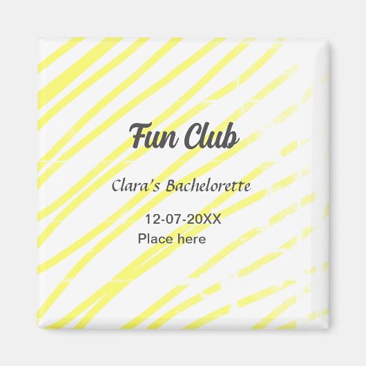 Fun Club bachelorette party yellow lines backgroun Magnet (Vorne)
