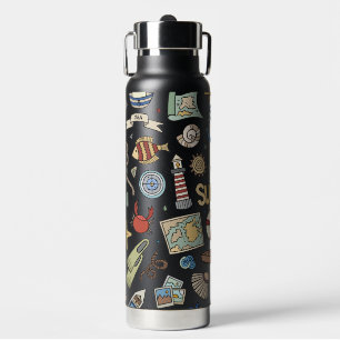 Fun Coastal Beach Schönes Design auf schwarz Trinkflasche