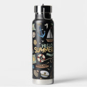 Fun Coastal Beach Schönes Design auf schwarz Trinkflasche (Links)