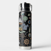 Fun Coastal Beach Schönes Design auf schwarz Trinkflasche (Hinten)