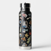 Fun Coastal Beach Schönes Design auf schwarz Trinkflasche (rechts)