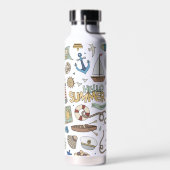 Fun Coastal Beach Schönes Design auf Weiß Trinkflasche (Links)