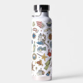 Fun Coastal Beach Schönes Design auf Weiß Trinkflasche (Rechts)