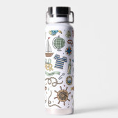Fun Coastal Beach Schönes Design auf Weiß Trinkflasche (Rückseite)
