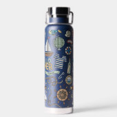 Fun Coastal Beach Seashore Nautic Design Trinkflasche (Rückseite)