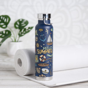Fun Coastal Beach Seashore Nautic Design Trinkflasche