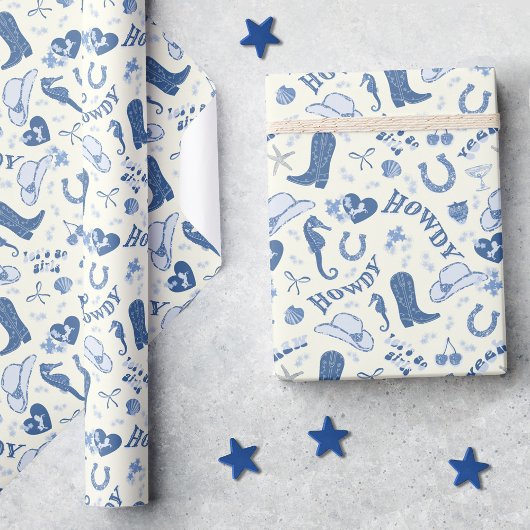 Fun Coastal Cowgirl Bach Club Pattern Geschenkpapier