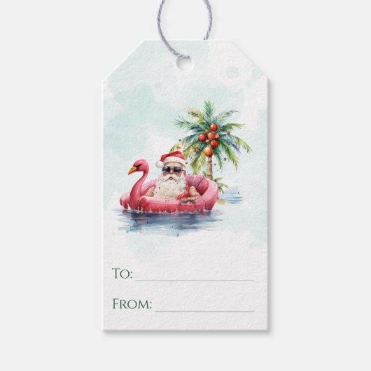 Fun Coastal Santa Claus Weihnachten Geschenkanhänger (Vorderseite)