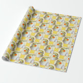 Fun Cockatiel Birthday Pattern Orange Yellow Bird Geschenkpapier (Ungerollt)