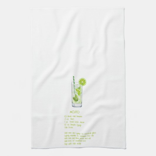  Fun Cocktail Bar Decor - Mojito Recipe Geschirrtuch (Vertikal)