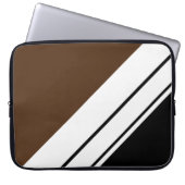 Fun Cocoa Brown Schwarz-weiße Schlankheitsstreifen Laptopschutzhülle (Vorderseite)