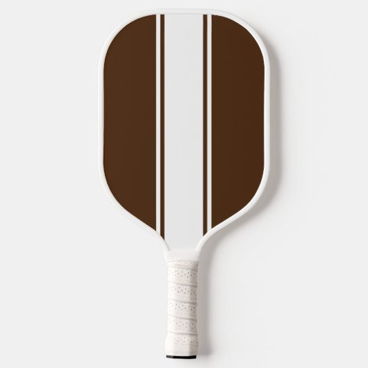 Fun Cocoa Brown Slim White Racing Streifen Pickleball Schläger (Rückseite)