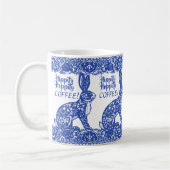 Fun Coffee Blue Weißer Hasen Chinoiserie Kaffeetasse (Links)