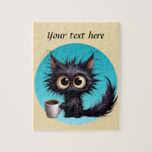 Fun coffee cat fügen Text hinzu Puzzle