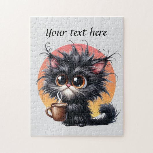 Fun coffee cat fügen Text hinzu Puzzle (Vertikal)
