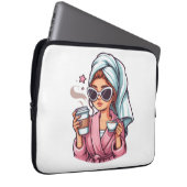 Fun Coffee Girl in a Robe Electronics Bag Laptopschutzhülle (Vorne Rechts)