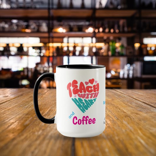 Fun Coffee Teach Pink Blue Typografy Personalize Tasse