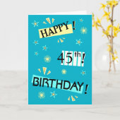 Fun Color Block 45th Birthday Greeting Card Karte (Gelbe Blume)