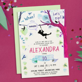 Fun Color Ziplining Girl Outdoor Wasserfarbe Einladung